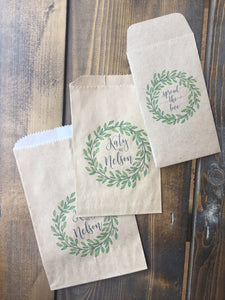 50 Custom Sweet Ending Paper Bags - Favor Bags - Treat Bags - Custom Text - Font Choice - FREE U. S. SHIPPING