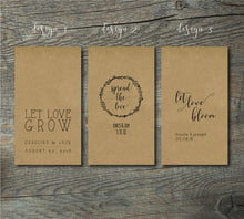 Load image into Gallery viewer, Custom Design Two-Sided Print 100% Recycled Brown Kraft Personalized Seed Packets - Optional Seeds - Wedding Favors - FREE U. S. SHIPPING