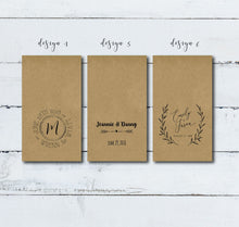 Load image into Gallery viewer, Custom Design Two-Sided Print 100% Recycled Brown Kraft Personalized Seed Packets - Optional Seeds - Wedding Favors - FREE U. S. SHIPPING