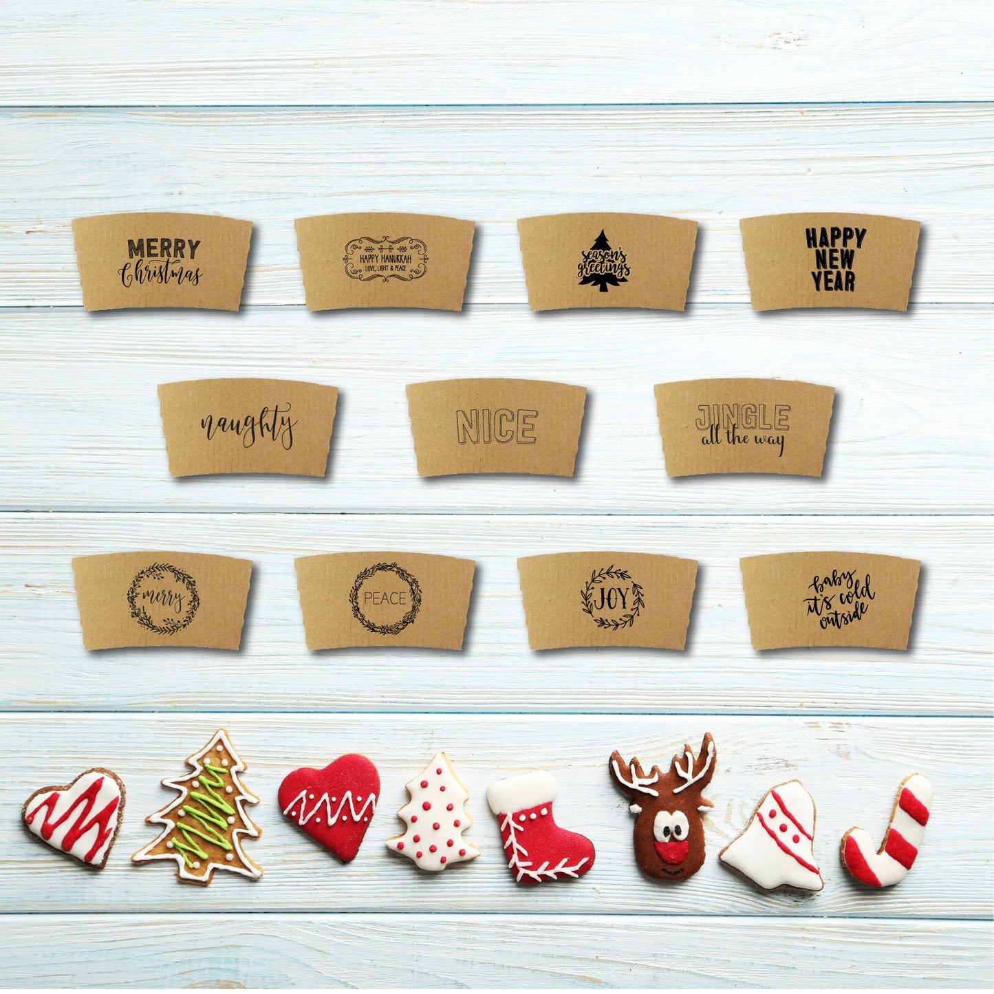 Holiday Variety Coffee Boxed Gift Sets!! Brown Kraft Sleeves, White Cups and Black Lids - Choose Size - Christmas Gift or Corporate Gift