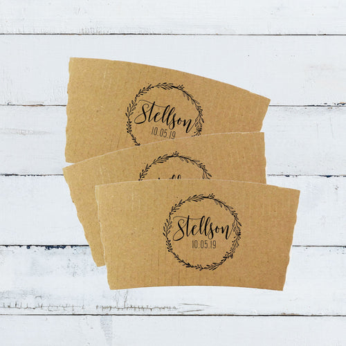 Personalized Natural Brown Kraft or White Kraft Coffee Sleeves - Choose Your Design - FREE U. S. SHIPPING