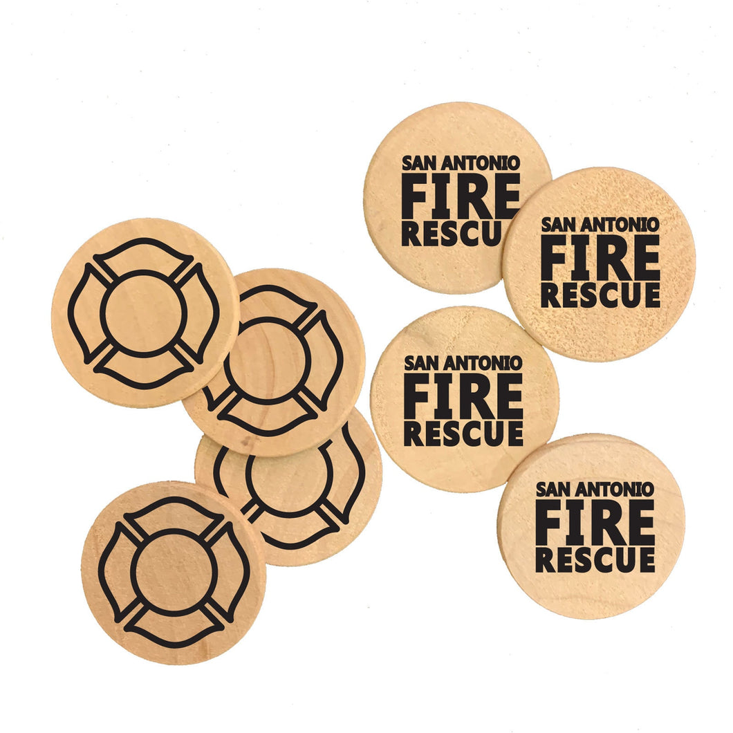 Custom Natural Wood Personalized Printed Wooden Coins, Two Sizes Round or Square - Two Sided Print - GeoCache - Wooden Nickels - Poker Chips