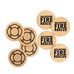 Custom Natural Wood Personalized Printed Wooden Magnets - 1.5 Inch GeoCache Coins - Wooden Nickels - Poker Chips - Round or Square