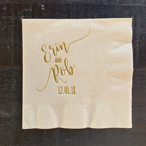 CUSTOM Printed Foil or Ink Printed Cocktail Napkins - Choose Graphic or Font - Your Choice of Napkin & Foil Color - FREE U. S. SHIPPING