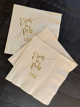 Load image into Gallery viewer, CUSTOM Printed Foil or Ink Printed Cocktail Napkins - Choose Graphic or Font - Your Choice of Napkin &amp; Foil Color - FREE U. S. SHIPPING