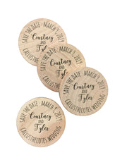 Load image into Gallery viewer, Custom Natural Wood Personalized Printed Wooden Magnets - 2 Inch GeoCache Coins - Wooden Nickels - Round or Square - Poker Chips