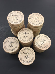 Custom Natural Wood Personalized Printed Wooden Magnets - 1.5 Inch GeoCache Coins - Wooden Nickels - Poker Chips - Round or Square