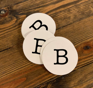 Coaster Gift Set - Heavy Pulpboard (2mm THICK) Custom Disposable Paper Coasters - Choose Your Initial and Style
