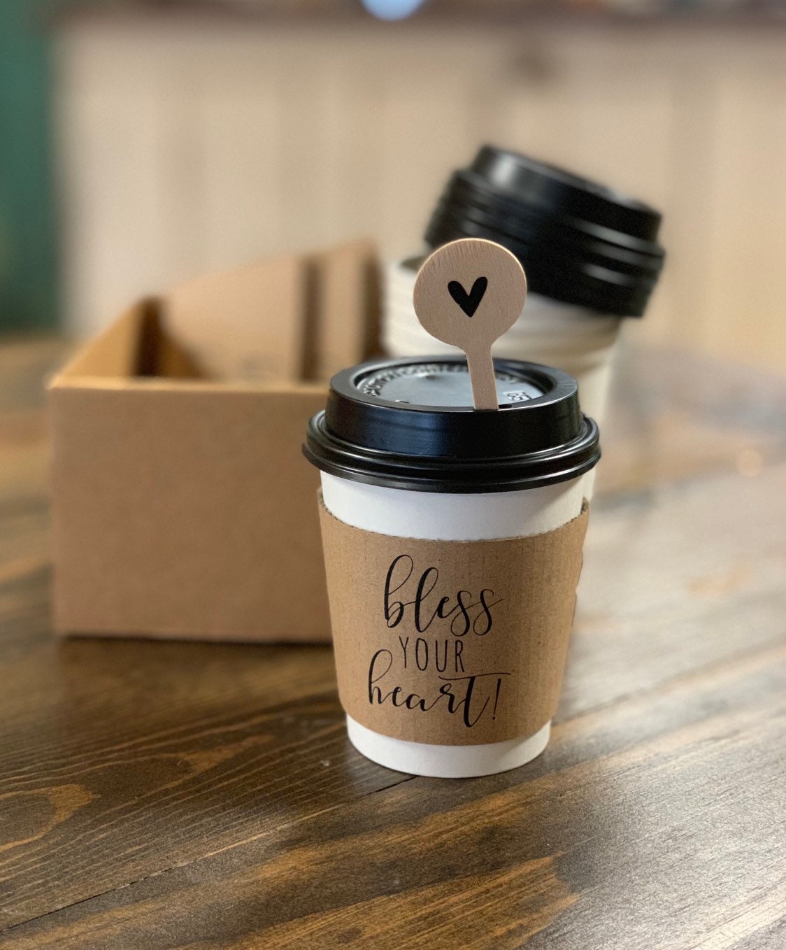 love you A LATTE Natural Brown Coffee Tea or Cocoa Gift Packs, Cups & Sleeves with Lids or Stirrers - CuteGift - Graphic Choice