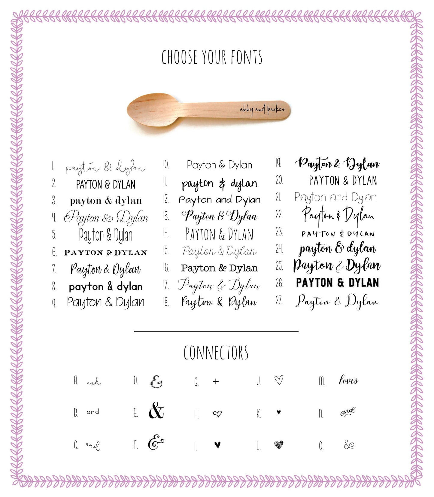 Personalized Wooden Utensils Available in Three Sizes - Custom MONOGRAM Style with Your Choice of Symbol - FREE U. S. SHIPPING