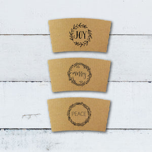 Holiday Themed Coffee Boxed Gift Sets!! Brown Kraft Sleeves, White Cups and Black Lids - Christmas Hostess or Corporate Gift