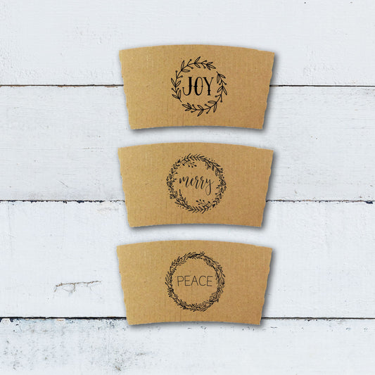 Holiday Themed Coffee Boxed Gift Sets!! Brown Kraft Sleeves, White Cups and Black Lids - Christmas Hostess or Corporate Gift