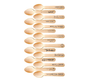 Personalized Wooden Utensils Available in Three Sizes - Custom Text or Graphic - Font Choice - FREE U. S. SHIPPING