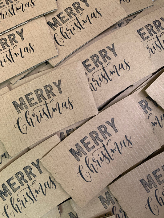 Holiday Themed Coffee Sleeves - Large Parties and Events, Gifting, Christmas Hostess or Corporate Gift - Choose Quantity