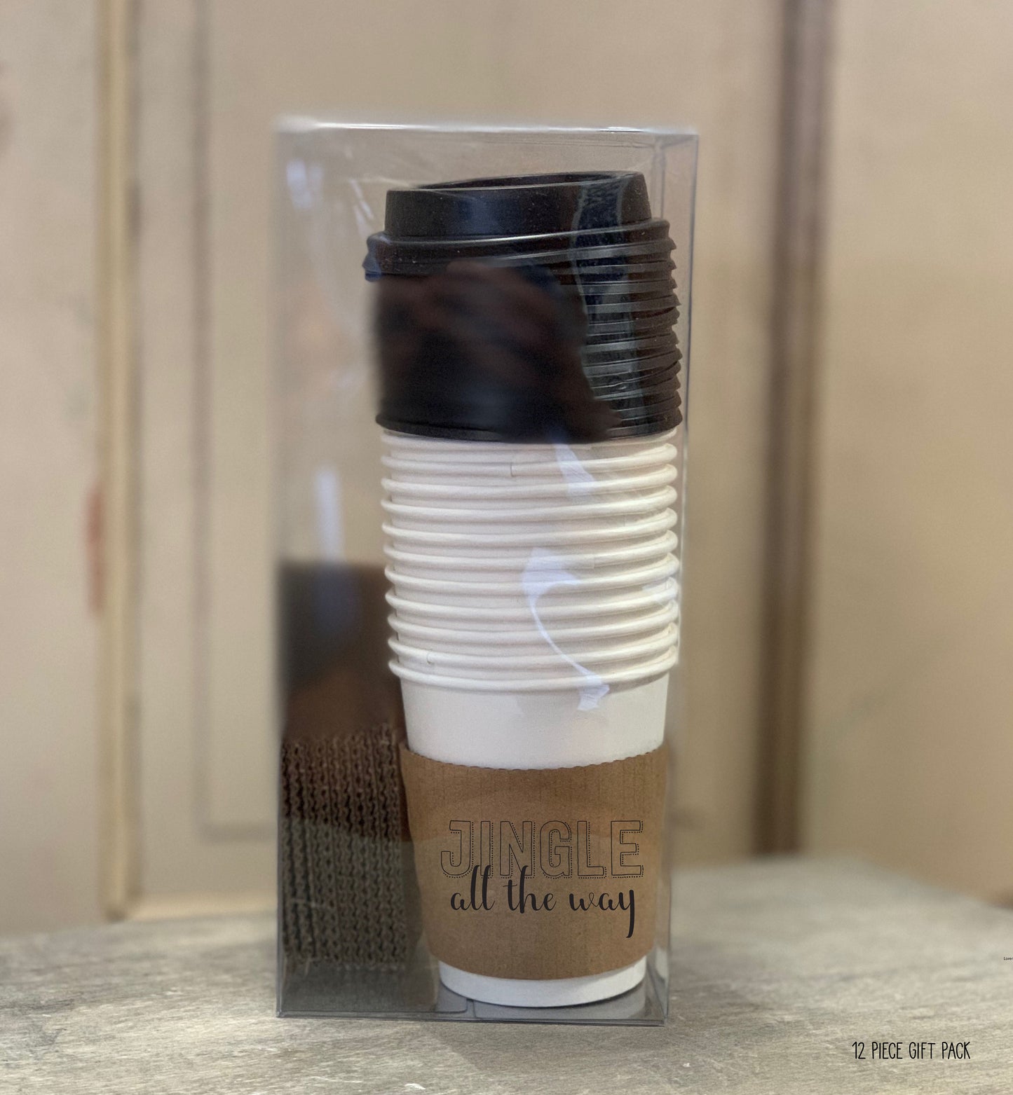 Holiday Themed Coffee Boxed Gift Sets!! Brown Kraft Sleeves, White Cups and Black Lids - Christmas Hostess or Corporate Gift