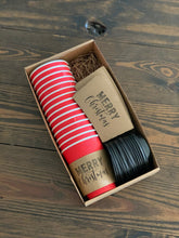 Load image into Gallery viewer, Gift Pack - Holiday - Christmas Corporate Housewarming - Natural Brown Kraft Coffee Sleeves, Holiday Red Cups &amp; Black Lids - Merry Christmas