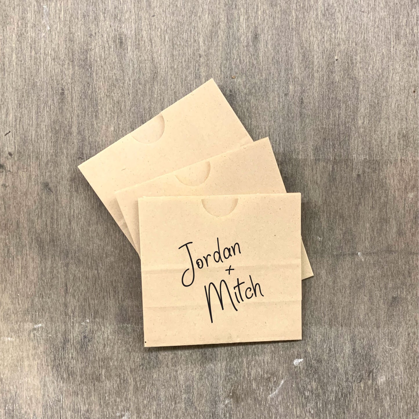 Custom Printed Small Favor Bags Paper Sacks Cookies Popcorn 3 3/8" x 3 3/16" x 1 3/4" - CUSTOM - Natural Brown Kraft - FREE U. S. SHIPPING