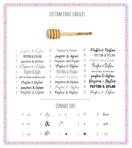Personalized Wooden Honey Dipper in Two Sizes - Custom Text or Graphic - Font Choice - Wedding - Business - Gift Packaging