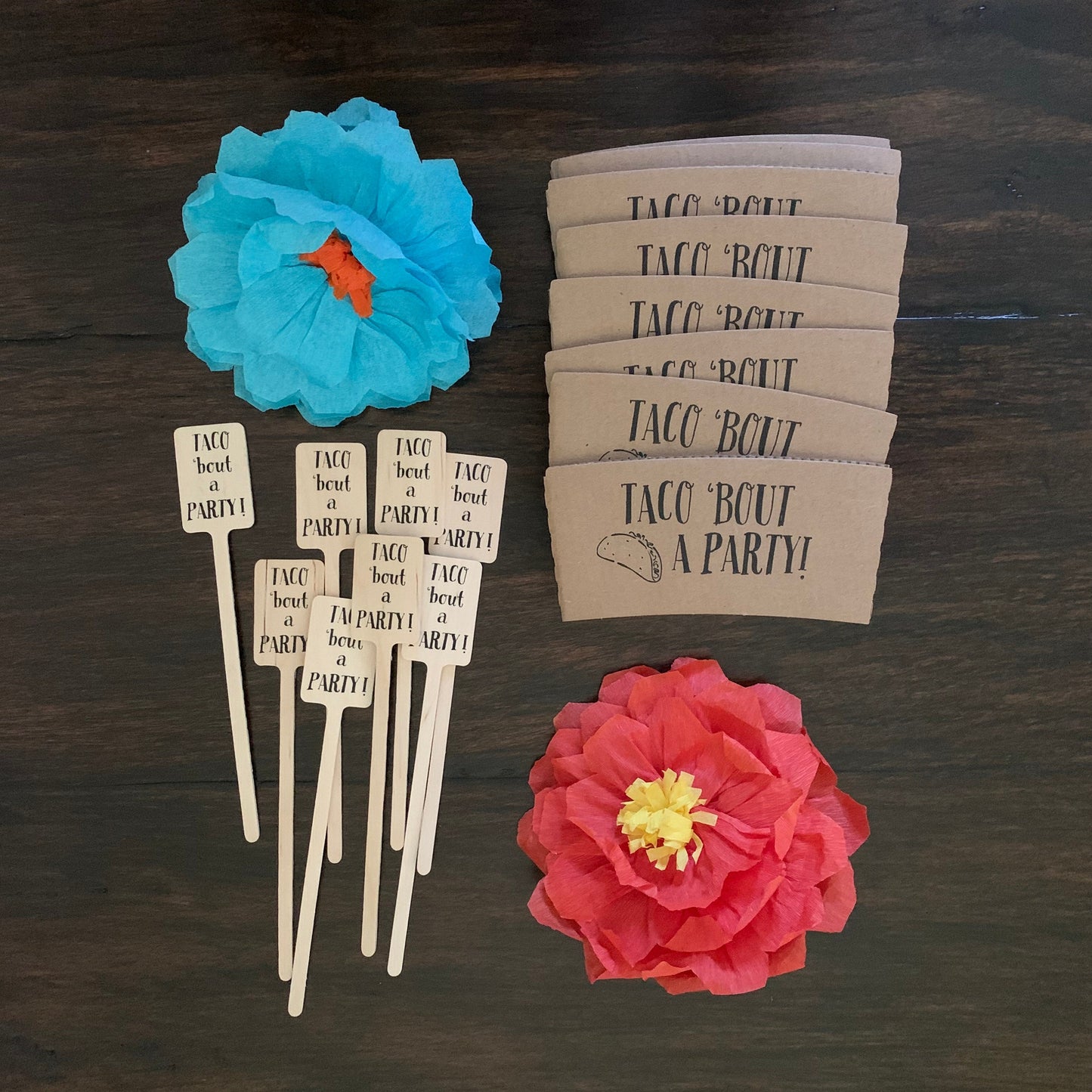 Taco 'Bout a Baby - Taco 'Bout a Party - Taco Fiesta Themed Party - Cup Sleeves, Cups, Lids, Stirrers, Cotton Bags - FREE SHIPPING!