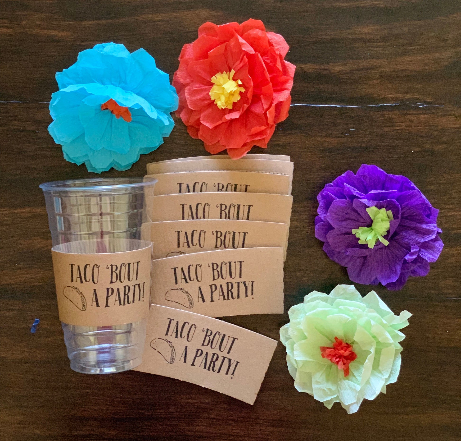 Taco 'Bout a Baby - Taco 'Bout a Party - Taco Fiesta Themed Party - Cup Sleeves, Cups, Lids, Stirrers, Cotton Bags - FREE SHIPPING!