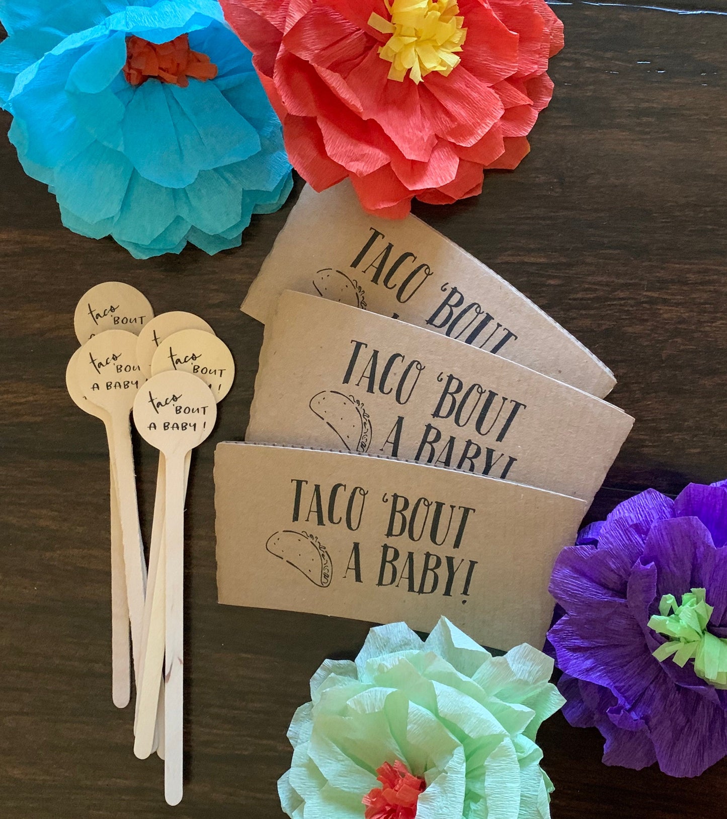 Taco 'Bout a Baby - Taco 'Bout a Party - Taco Fiesta Themed Party - Cup Sleeves, Cups, Lids, Stirrers, Cotton Bags - FREE SHIPPING!