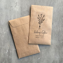 Load image into Gallery viewer, Custom Design Printed 100% Recycled Brown Kraft Personalized Seed Packets - Assembled Wedding Favors - FREE U. S. SHIPPING