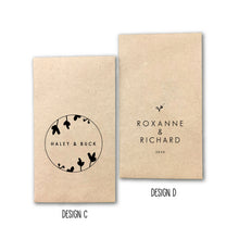 Load image into Gallery viewer, Custom Design Printed 100% Recycled Brown Kraft Personalized Seed Packets - Assembled Wedding Favors - FREE U. S. SHIPPING