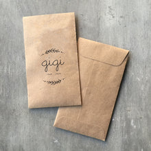 Load image into Gallery viewer, Custom Design 100% Recycled Brown Kraft Personalized Memorial Seed Packets - Celebration of Life - Memorial Favors - FREE U. S. SHIPPING