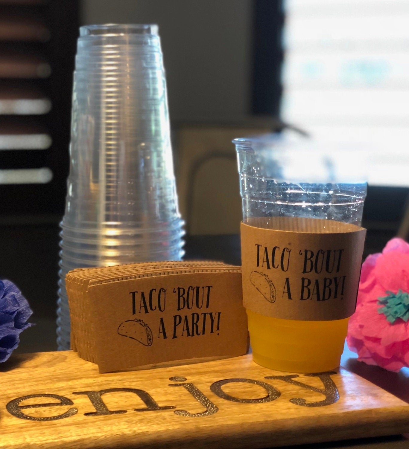 Taco 'Bout a Baby - Taco 'Bout a Party - Taco Fiesta Themed Party - Cup Sleeves, Cups, Lids, Stirrers, Cotton Bags - FREE SHIPPING!