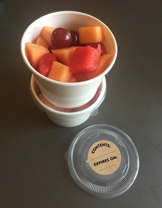 FREE U.S. Shipping - Ready to Ship - Food Storage Kits - Two Sizes - Cups, Lids and Stickers for Food Labeling