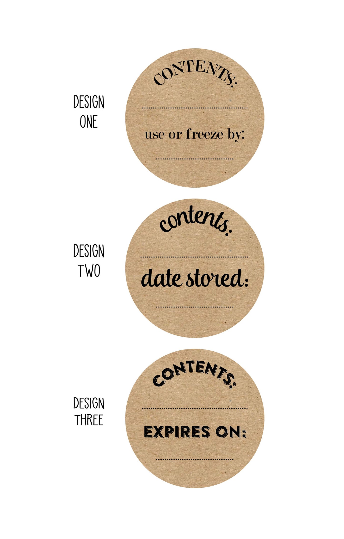 FREE U.S. Shipping - Ready to Ship - Food Storage Kits - Two Sizes - Cups, Lids and Stickers for Food Labeling