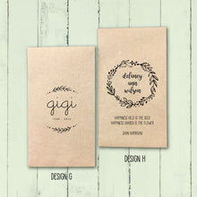 Load image into Gallery viewer, Custom Design 100% Recycled Brown Kraft Personalized Memorial Seed Packets - Celebration of Life - Memorial Favors - FREE U. S. SHIPPING