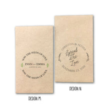 Load image into Gallery viewer, Custom Design Printed 100% Recycled Brown Kraft Personalized Seed Packets - Assembled Wedding Favors - FREE U. S. SHIPPING