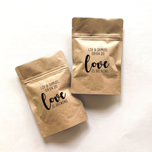 Load image into Gallery viewer, Personalized Natural Kraft Lined Coffee Favor Pouches - CUSTOM - Favors - Coffee Beans, Ground Coffee, Tea, Candy - FREE U. S. SHIPPING