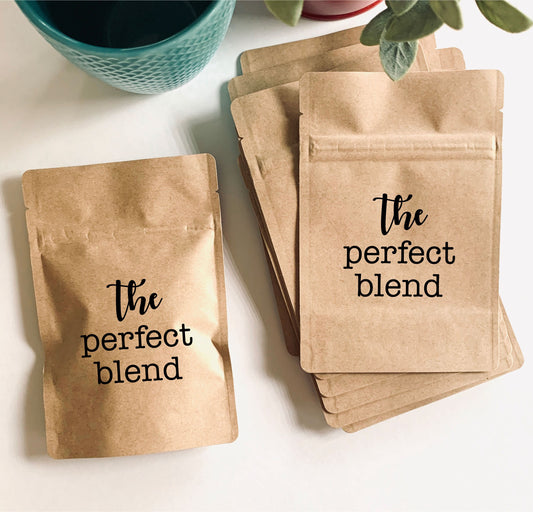 Natural Brown Kraft Lined Coffee Favor Pouches - Ready to Ship - Weddings - Coffee Beans, Ground Coffee, Tea, Candy - FREE U. S. SHIPPING