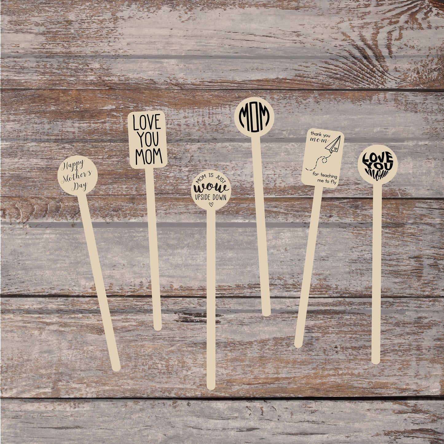 Wooden Drink Stirrers- Wood Coffee Stir Sticks - Cupcake Picks - Choose Your Design - FREE U. S. SHIPPING