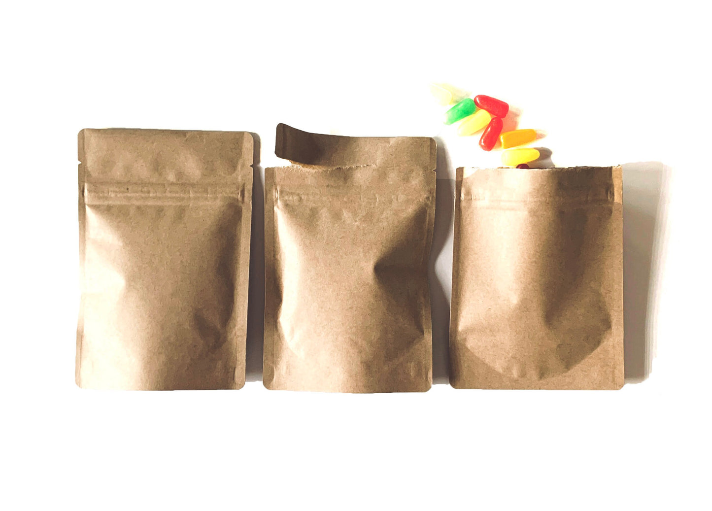 Natural Brown Kraft Lined Coffee Favor Pouches - Ready to Ship - Weddings - Coffee Beans, Ground Coffee, Tea, Candy - FREE U. S. SHIPPING