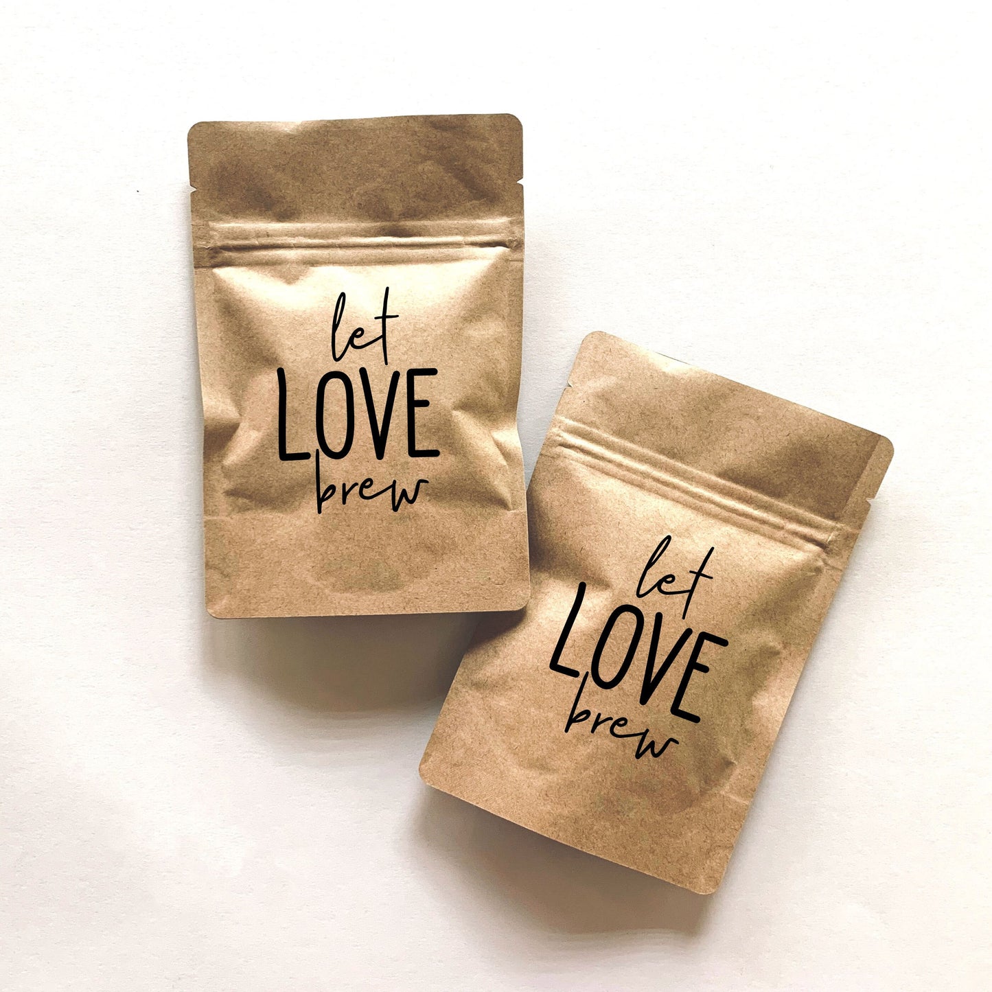 Natural Brown Kraft Lined Coffee Favor Pouches - Ready to Ship - Weddings - Coffee Beans, Ground Coffee, Tea, Candy - FREE U. S. SHIPPING