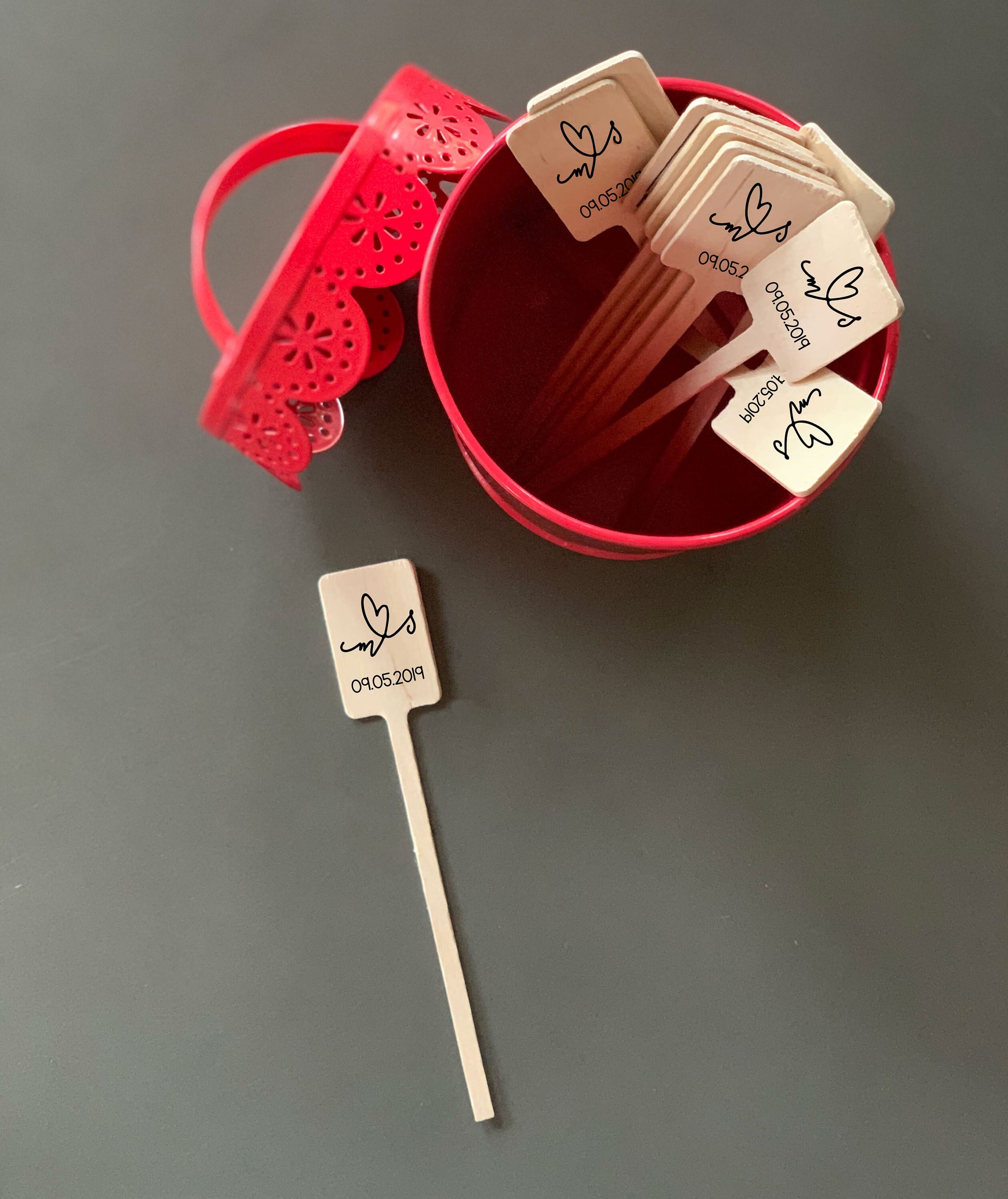 Personalized Wooden Drink Stirrers and Option to Add Matching Coasters - Letter and Letter Connected by Heart - Your Letter Choices