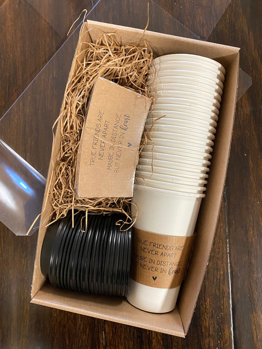 Coffee Tea Cocoa Boxed Gift Sets!! Brown Sleeves, White Cups and Black Lids - True Friend - Work Friend Coffee Lover Christmas Gift