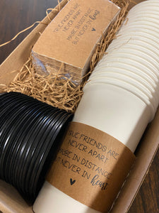 Coffee Tea Cocoa Boxed Gift Sets!! Brown Sleeves, White Cups and Black Lids - True Friend - Work Friend Coffee Lover Christmas Gift