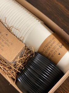 Coffee Tea Cocoa Boxed Gift Sets!! Brown Sleeves, White Cups and Black Lids - True Friend - Work Friend Coffee Lover Christmas Gift