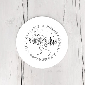 Personalized Heavy Pulpboard (2mm THICK) Custom Disposable Paper Coasters - Mountain Outdoors - Choose Your Design