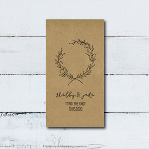 Custom Design Printed 100% Recycled Brown Kraft Personalized Seed Packets - Wedding Favors - Ready to Fill and Seal - FREE U. S. SHIPPING