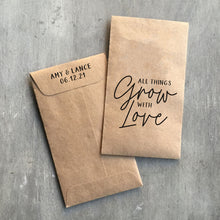 Load image into Gallery viewer, Custom Design Printed 100% Recycled Brown Kraft Personalized Seed Packets - Wedding Favors - Ready to Fill and Seal - FREE U. S. SHIPPING