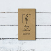 Load image into Gallery viewer, Custom Design Printed 100% Recycled Brown Kraft Personalized Seed Packets - Wedding Favors - Ready to Fill and Seal - FREE U. S. SHIPPING