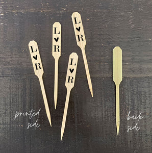 Personalized Bamboo Pointed Picks - Cheese - Cupcakes - Martinis - Cocktails - Custom Text or Graphic - FREE U. S. SHIPPING