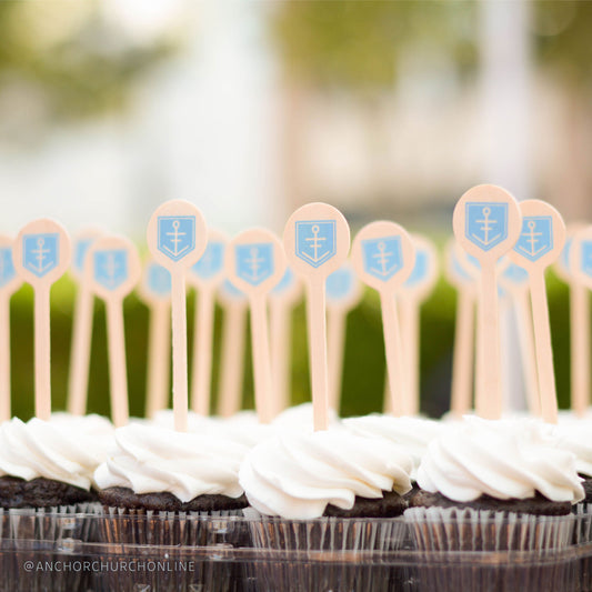 Personalized TWO-SIDED Wooden Drink Stirrers or Cupcake Picks - Custom Text or Graphic - Font Choice