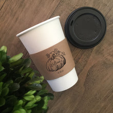 Load image into Gallery viewer, Ready to Ship - Not Customized - Natural Brown Kraft Coffee Sleeves and Optional Cups &amp; Lids - Fall Design Choice - FREE U. S. SHIPPING