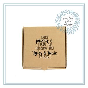 Custom Printed Mini Pizza Boxes 4.5 x 4.5 x 1 - Gift Card Size Box - Heavy Brown Kraft - Custom Graphic - Holiday Bake Gifting or Weddings